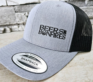 Grey/Black Text Style Mesh Snapback Hat