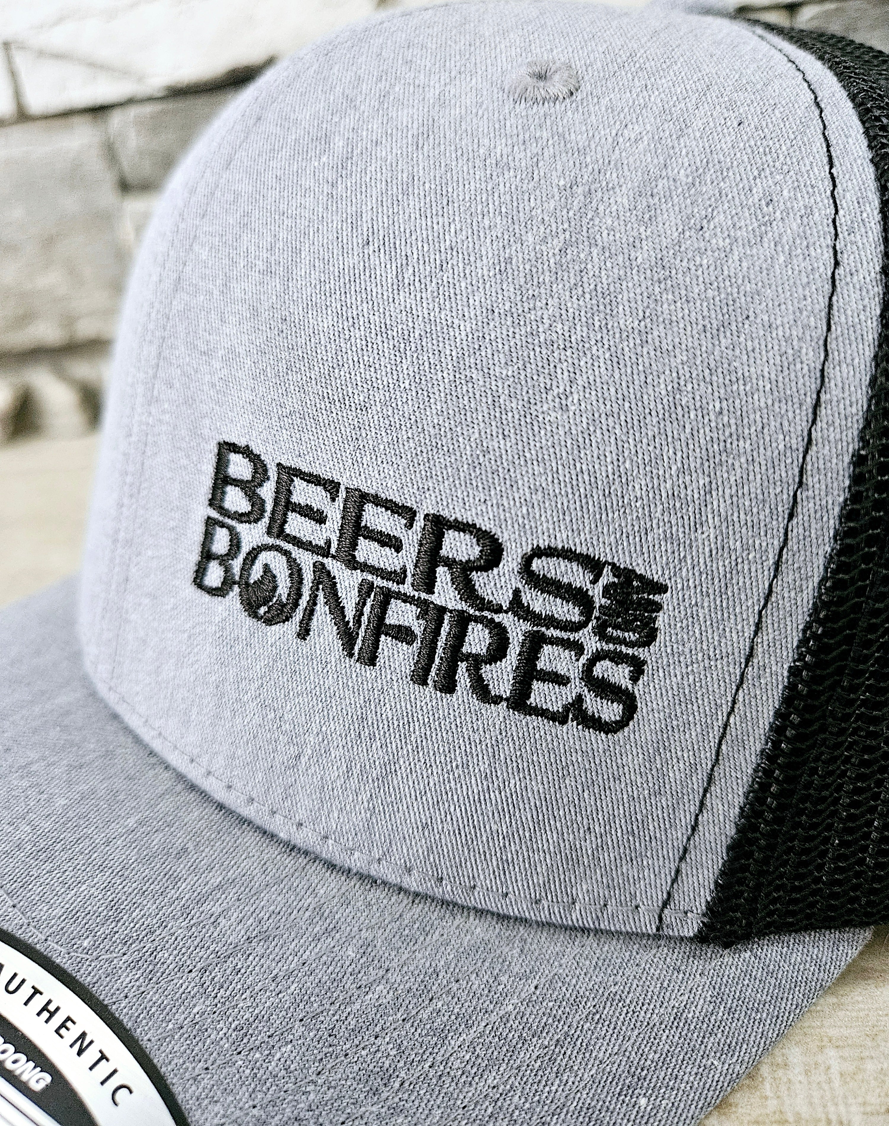 Grey/Black Text Style Mesh Snapback Hat